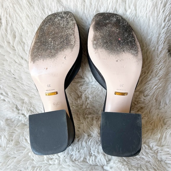 Gucci Baby Horsebit Slide Sandals Mules Black and Gold Block Heel Size EU 39 - Picture 8 of 14
